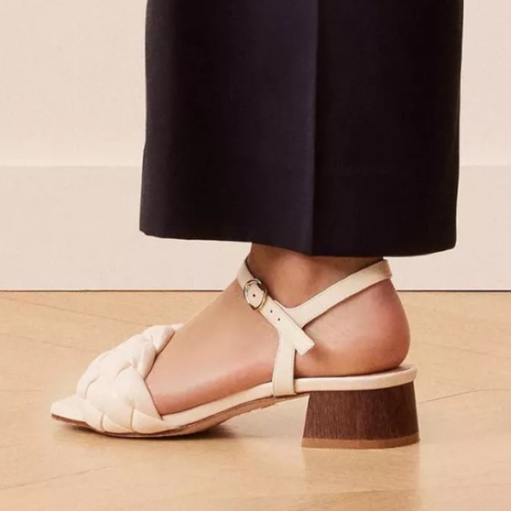 Stuart Weitzman braida sandal in seashell in box.  Sole guards added